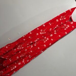 Lush Scarlet Floral Backless Dress